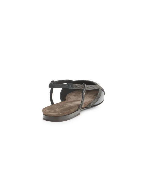 Brunello Cucinelli Beaded Leather Slingback Flats 3