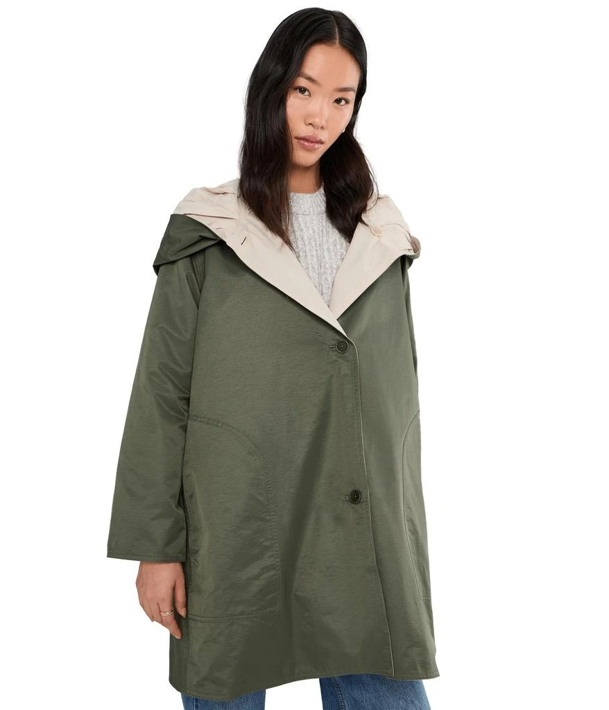 Eileen Fisher Cotton Nylon Reversible Hooded Coat