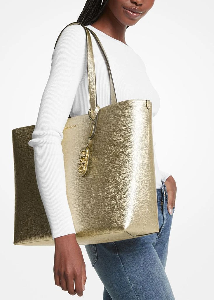 Michael Kors Eliza extra-large metallic pebbled leather reversible tote bag 8