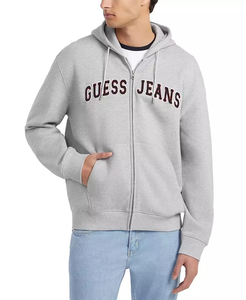 GUESS Men's Regular-Fit Tufted-Chenille Logo Appliqué Full-Zip Hoodie 1