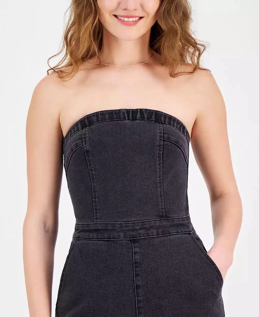 Tinseltown Juniors' Strapless Denim Jumpsuit 4