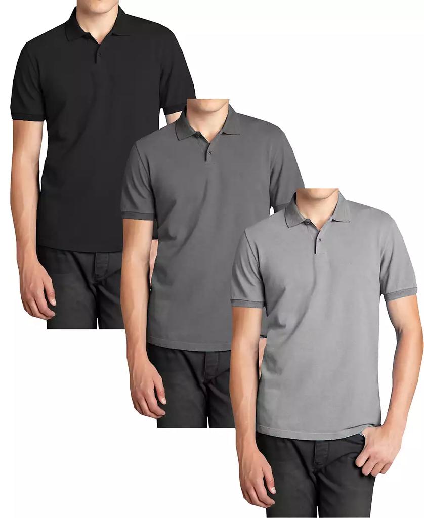 Galaxy By Harvic Men's 3-Pack Polo Avenue Short Sleeve Pique Polo Shirt