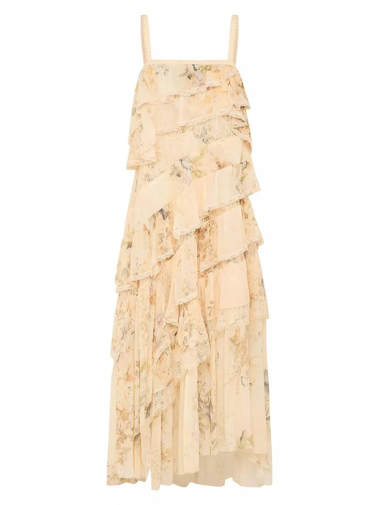 Camilla Floral Lace Silk Tiered Maxi Dress 1