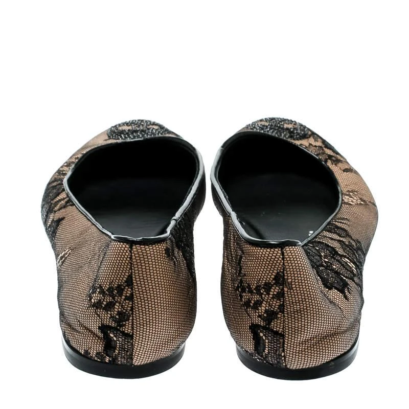 Giuseppe Zanotti Giuseppe Zanotti Black Mesh and Crystal Embellished Ballet Flats Size 38 5