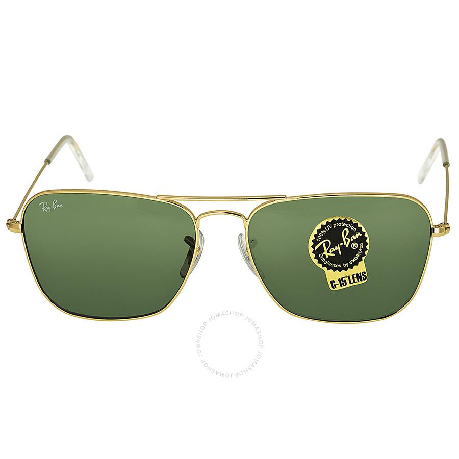 Ray-Ban Caravan Green Classic G-15 Square Unisex Sunglasses RB3136 001 58