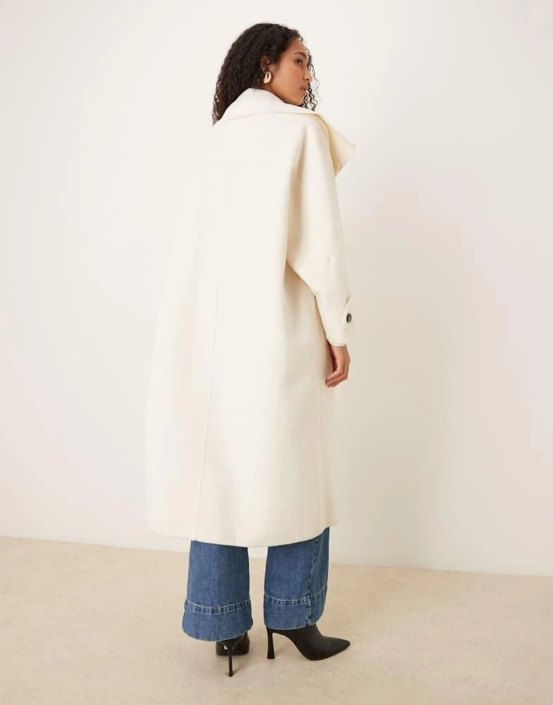 Mango Mango Capsule wool mix tailored maxi coat in winter white 4