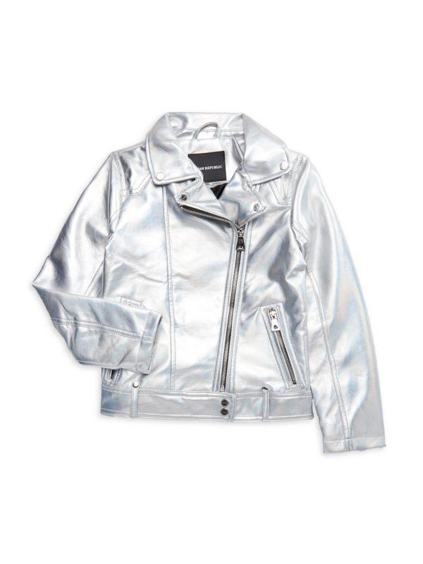 Urban Republic Girl's Metallic Biker Jacket