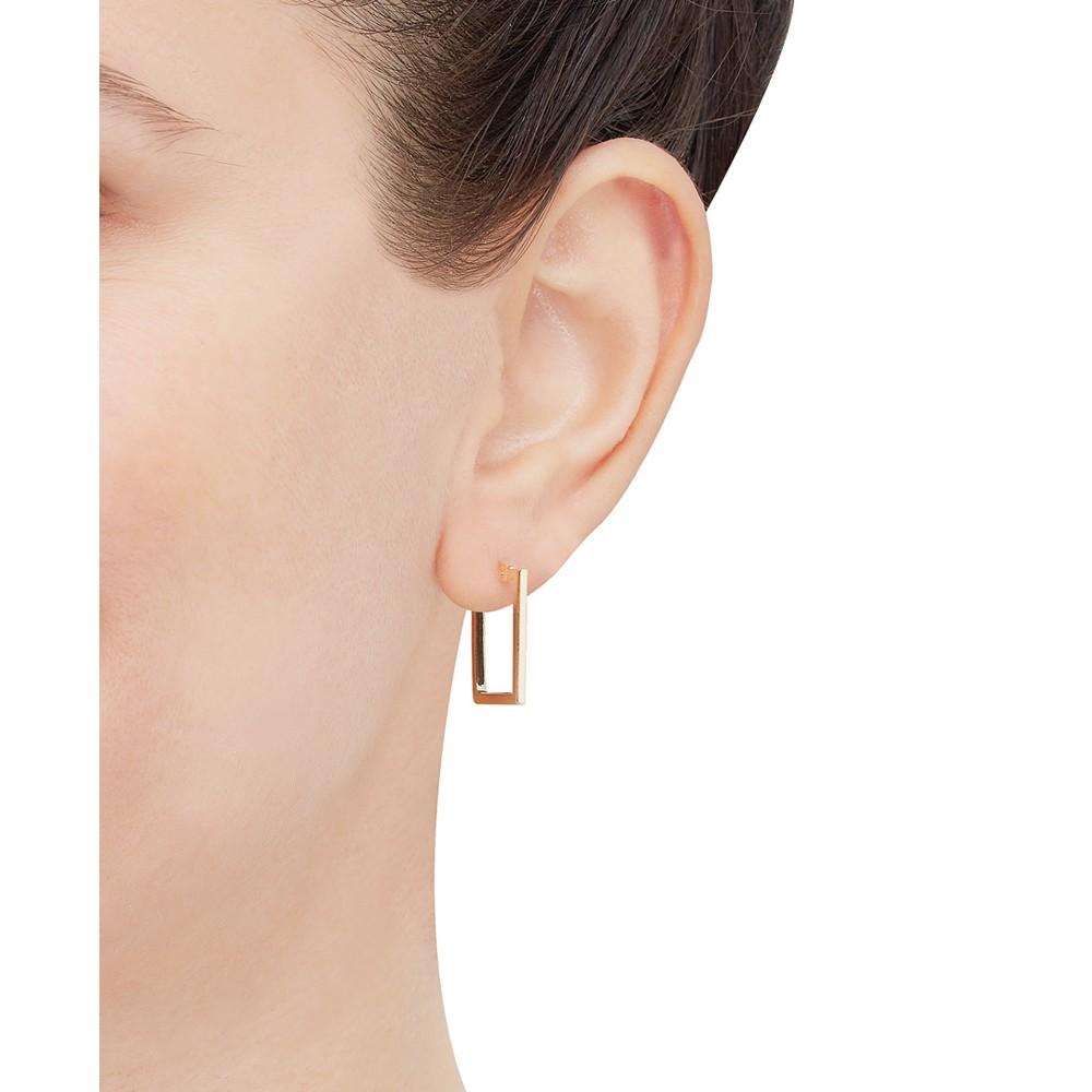 Macy's Polished Square Geometrical Small Hoop Earrings in 10k Gold, 3/4"