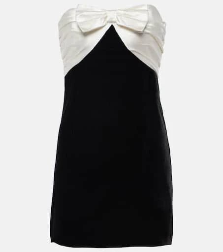 Alessandra Rich Bow-detail strapless velvet minidress 1