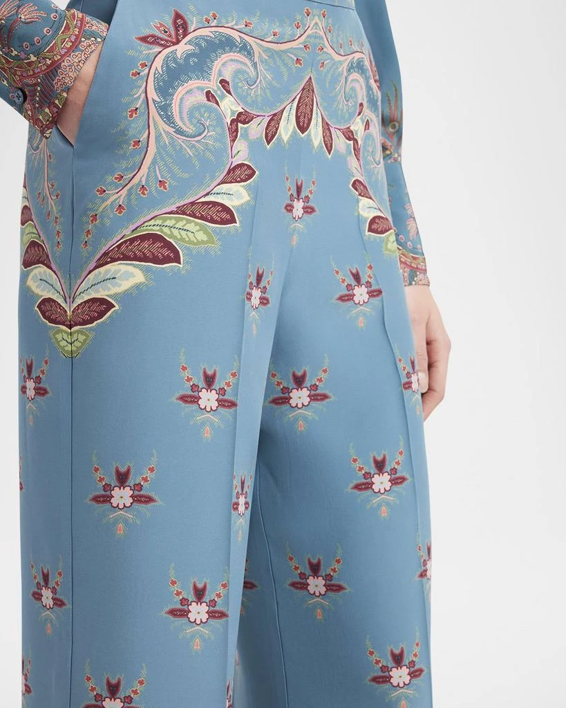 ETRO Largo Floral Paisley Silk Straight-Leg Pants 6