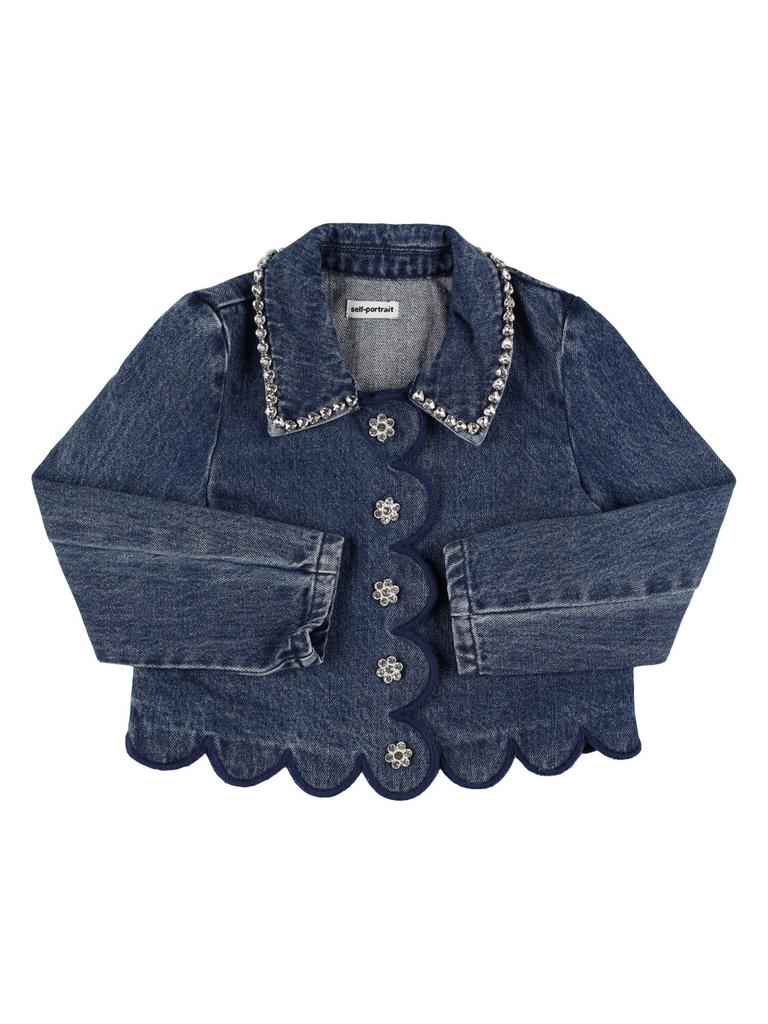 SELF-PORTRAIT Embellished Cotton Denim Jacket