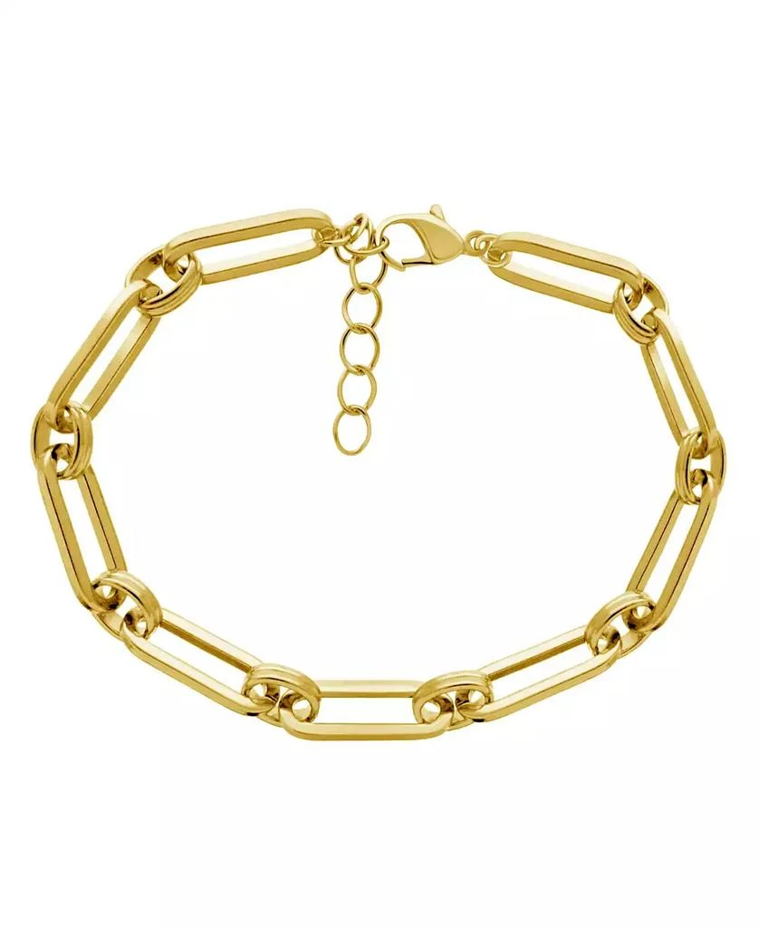 Essentials Gold or Silver Plated Circle Oblong Link Bracelet 1