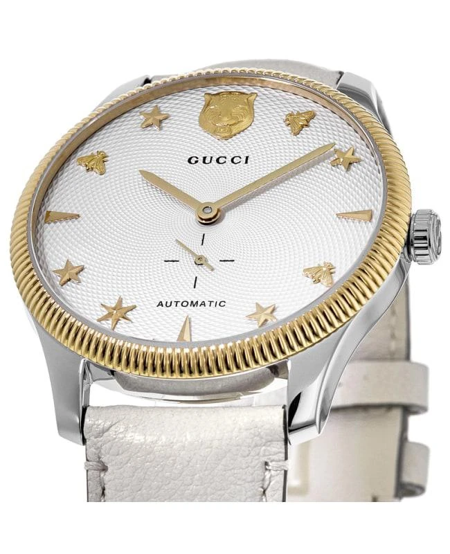 Gucci Gucci G-Timeless Automatic Silver Dial White Leather Strap Men's Watch YA126348 2