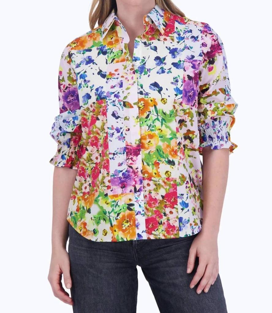 FOXCROFT Foxcroft - Olivia 3/4 Sleeve Floral Top