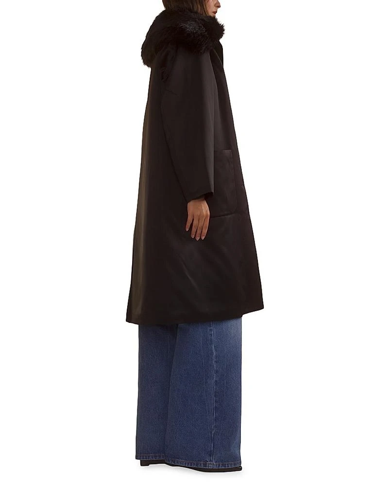 Cynthia Rowley Faux-Fur Collar Satin Coat 3