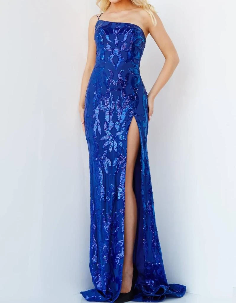 Jovani Jovani - High Slit Sequin Embellished Gown