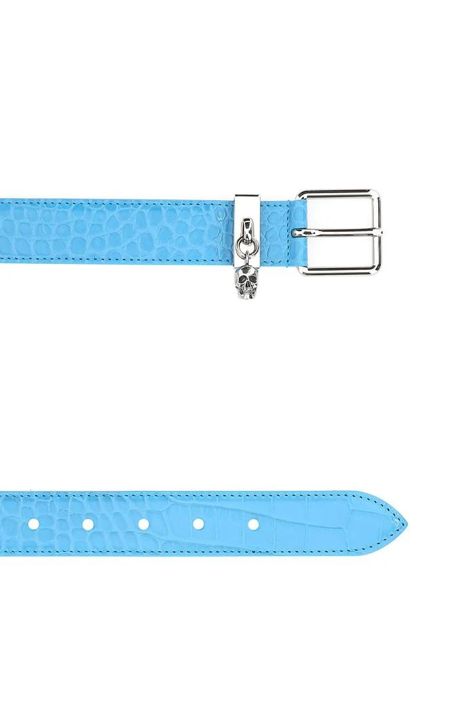 Alexander McQueen Light-blue leather Skull belt 1