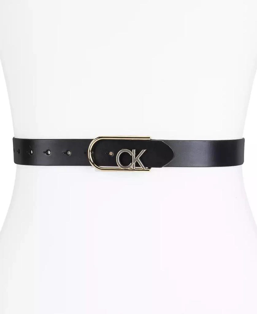 Calvin Klein Two-Tone Monogram Buckle Leather Belt 5