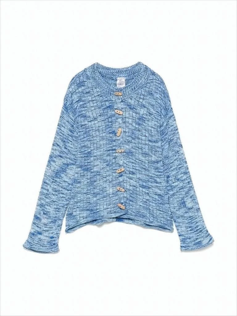 Baserange Marled Blue Knitted Cardigan