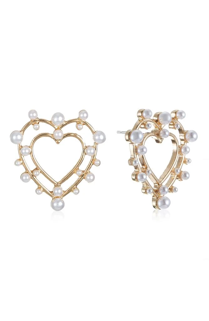 Ettika Jewelry Faux Pearl Heart Drop Earrings