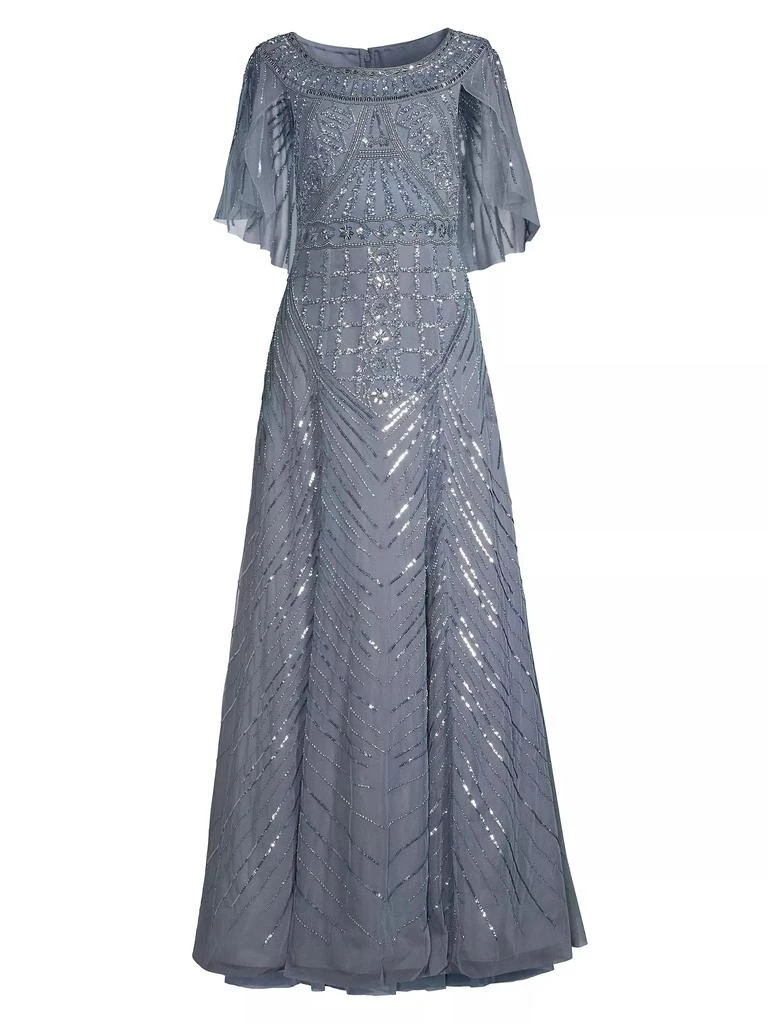 Aidan Mattox Beaded Cape A-Line Gown 1