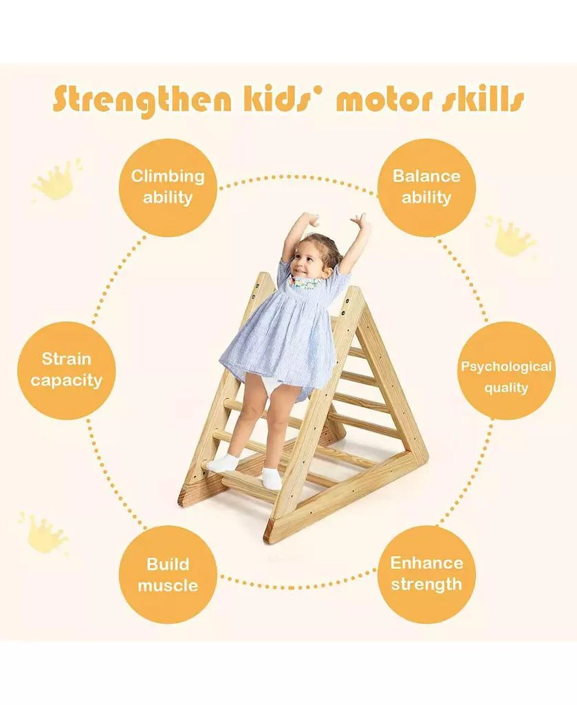 SKONYON kids Wooden Triangle Climber for Toddler Step Training 3