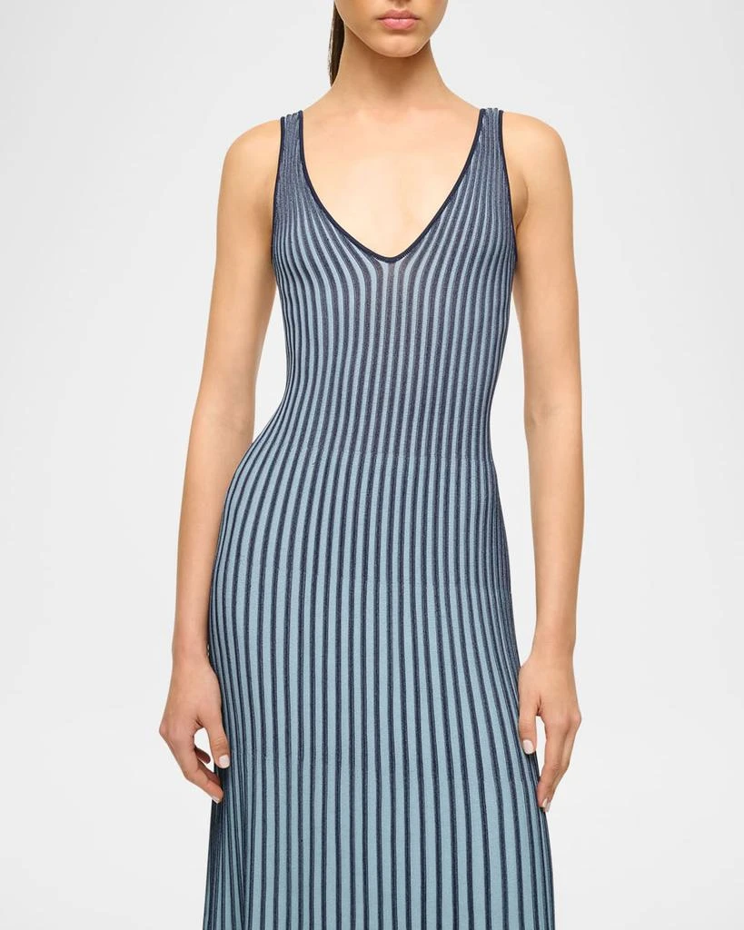 Staud Claretta Backless Pleated Rib-Knit Dress 5