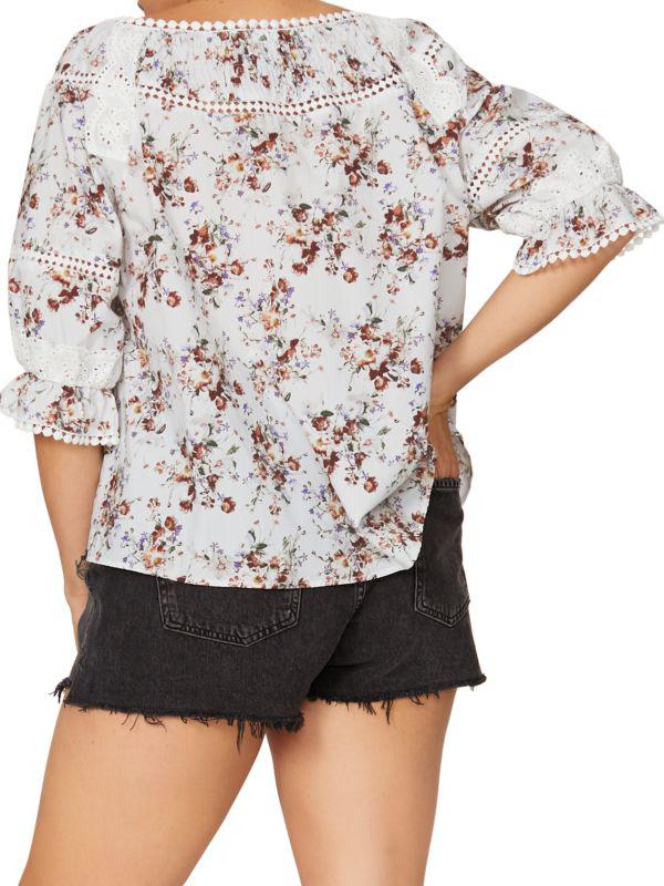 MARISSA WEBB Floral Inset Tie Top