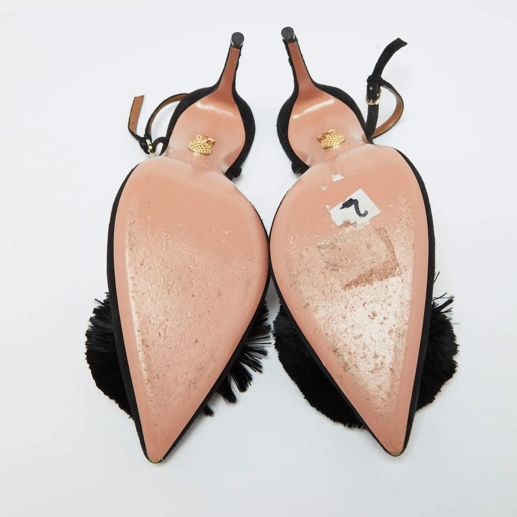 Aquazzura Aquazzura Black Suede Powder Puff Pointed Toe Slingback Sandals Size 40 6