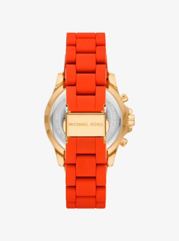 Michael Kors Oversized Everest Pavé Gold-Tone and Silicone Watch 3