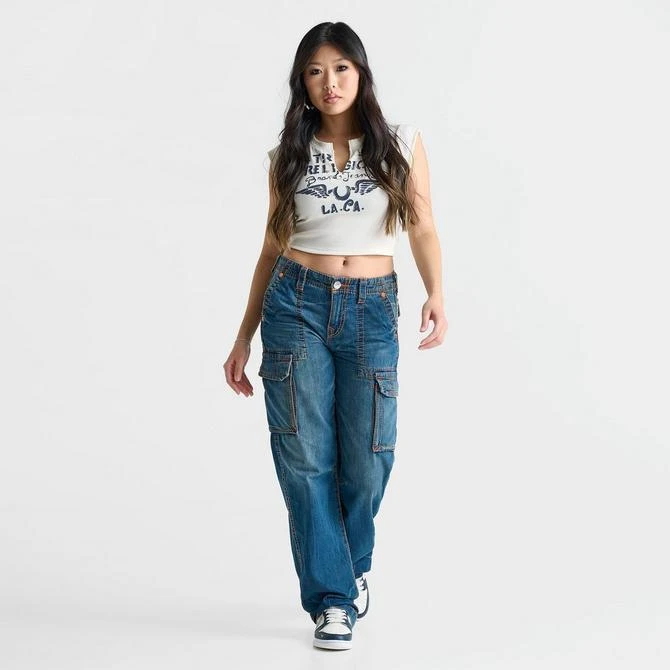True Religion Women's True Religion Notch Short-Sleeve Crop T-Shirt 2