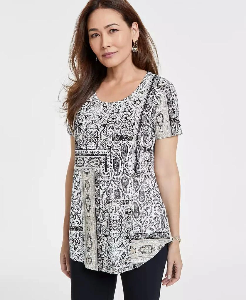 JM Collection Women's Printed Scoop-Neck Short-Sleeve Top, Exclusively at Macy's 1