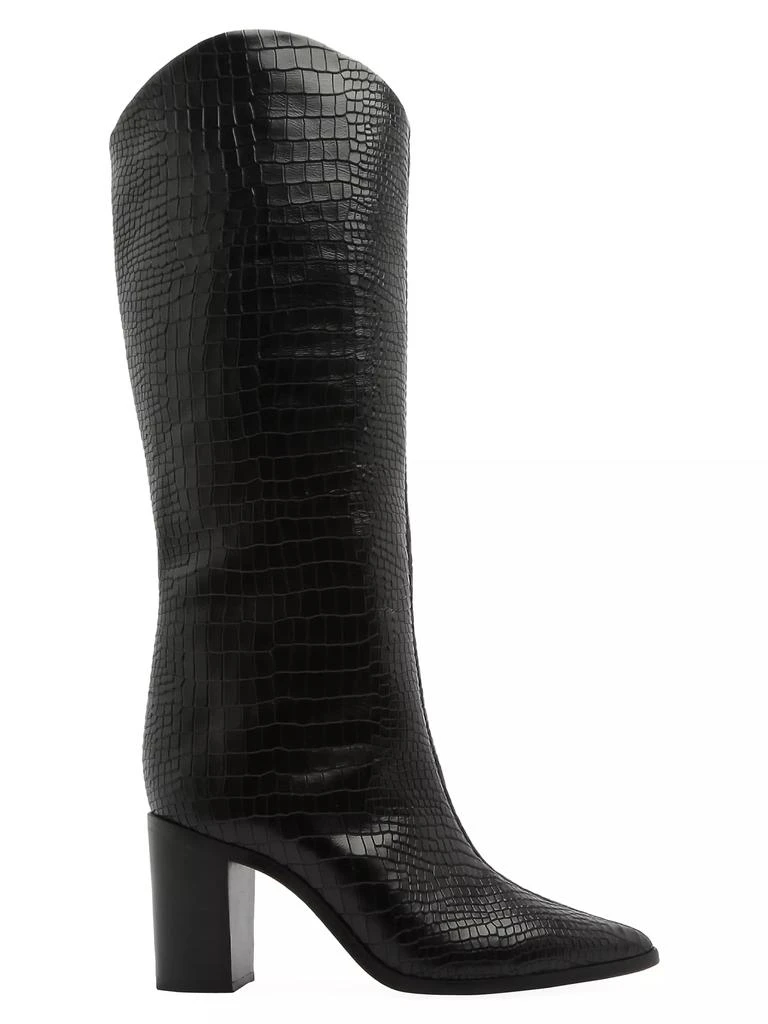 Schutz Analeah 85MM Croc-Embossed Leather Boots 1