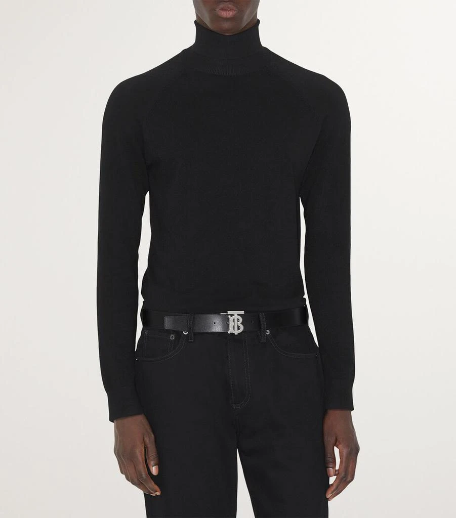 Burberry Leather and Check Reversible TB Belt 4