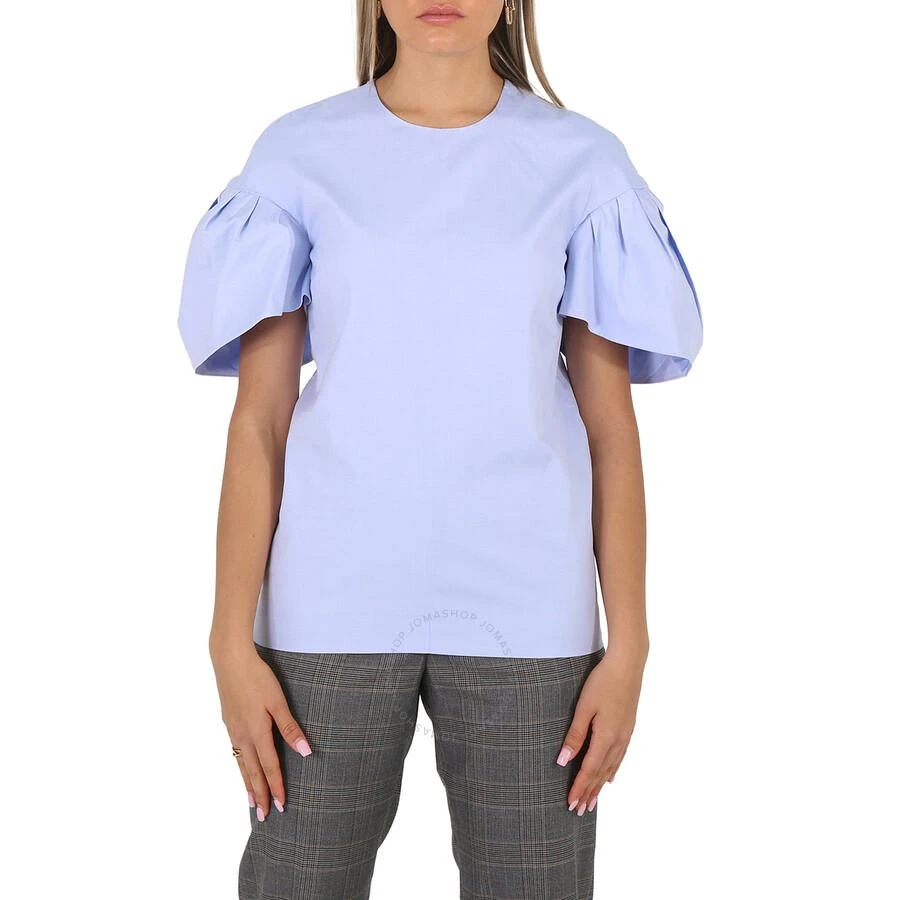 Victoria Beckham Ladies Knit Tops Light Blue Tuck Sleeve Top 2