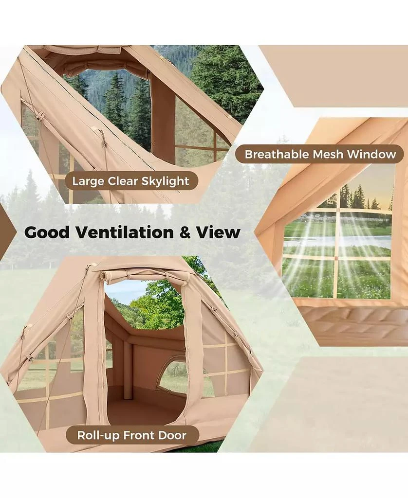 Costway 4-6 People Inflatable Tent with 4 Mesh Screen Windows 2 Doors Skylight Carrying Bag 10