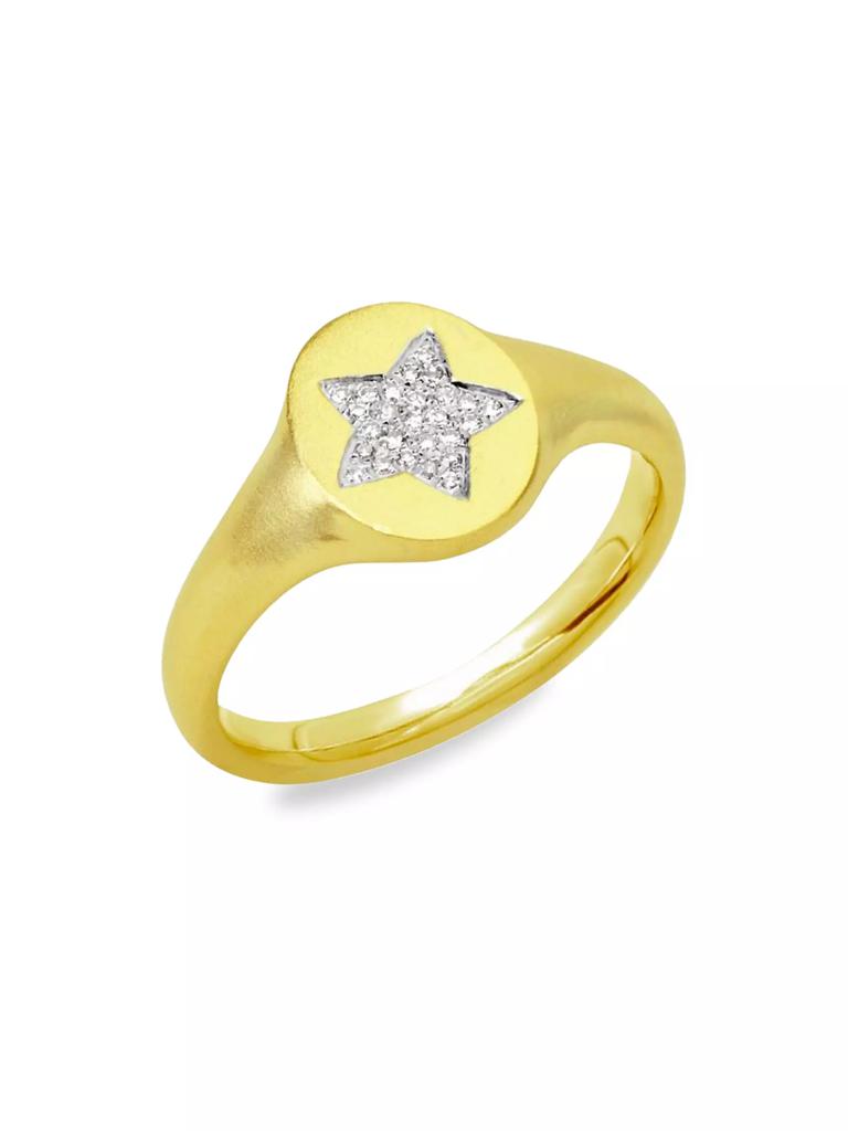 Meira T 14K Gold & Diamond Star Signet Ring