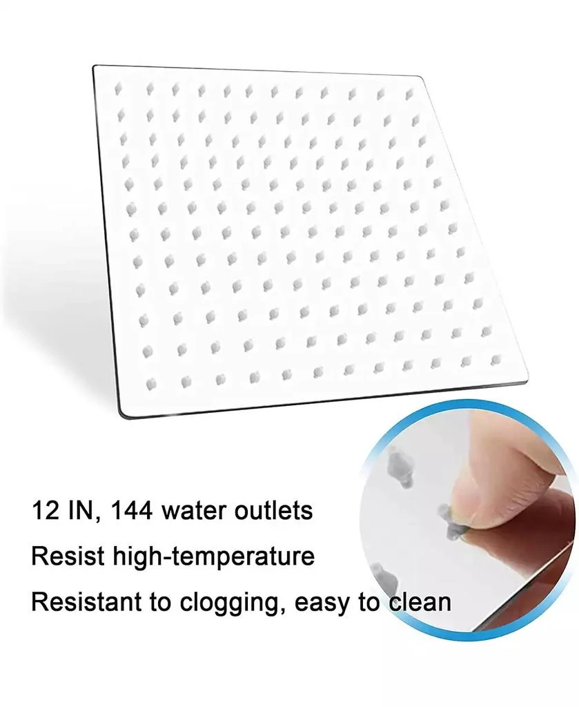 RAINSKEN High Pressure Square Rain Shower Head with Waterfall Full Body Coverage 3