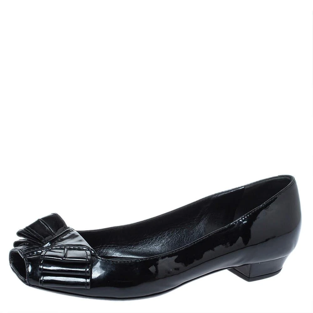 Yves Saint Laurent Yves Saint Laurent Black Patent Leather Bow Peep Toe Ballet Flat Size 35 1