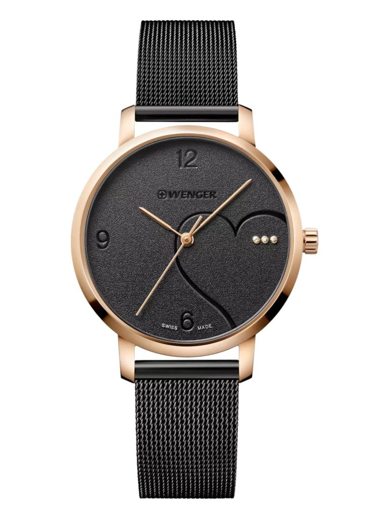 Wenger Swiss Army Ladies 01.1731.113 Metropolitan Donnissima Black Dial Watch 38 mm 1
