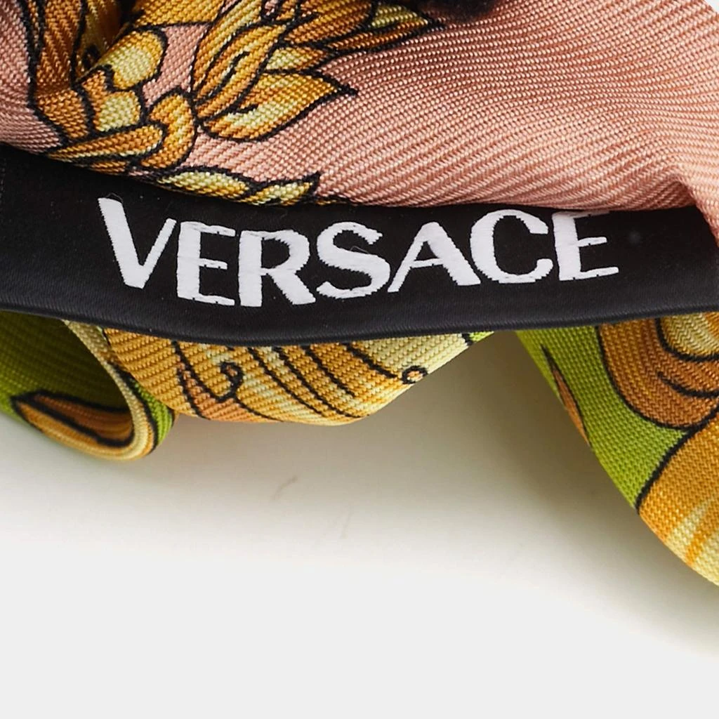 Versace Versace Green Barocco Goddess Silk Ribbon Scrunchie 4