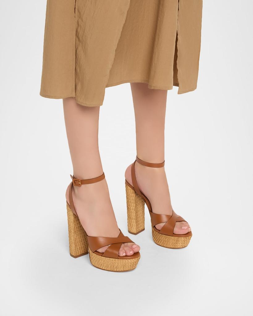 Sunseeker Wicker and Leather Block-Heel Sandals – On Sale Now with