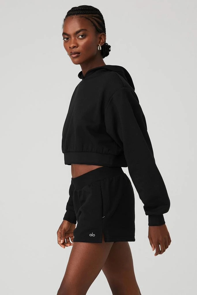 Alo Cropped Headliner Shoulder Pad Hoodie - Black 4