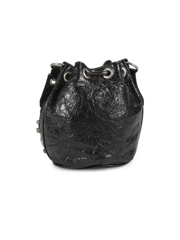 Balenciaga Crinkle Leather Crossbody Bucket Bag 4