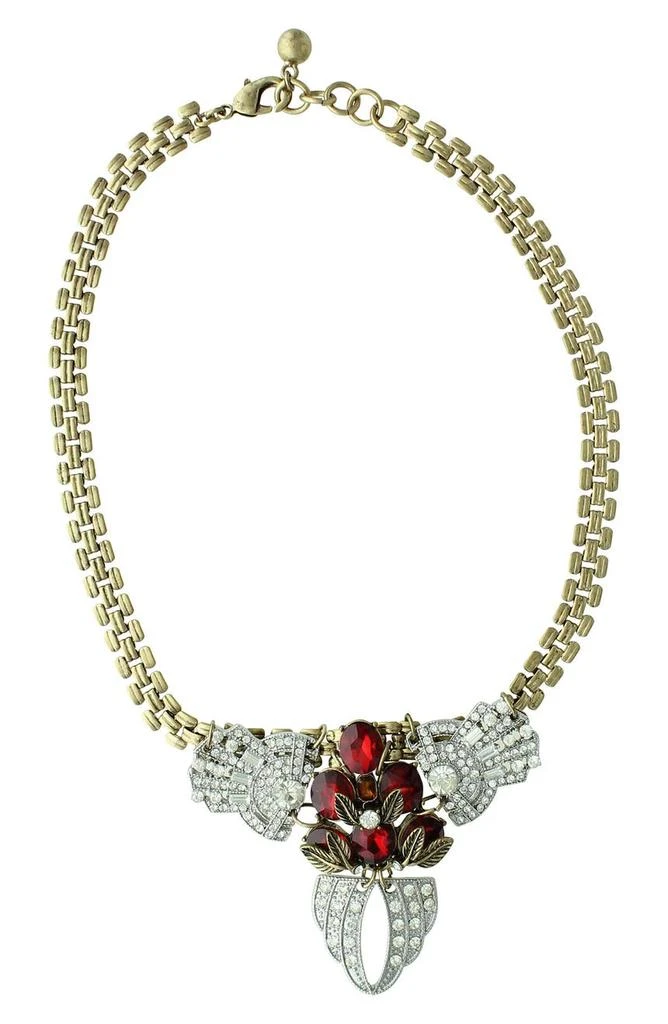 OLIVIA WELLES Garnet Crystal Collar Necklace