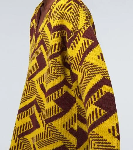 Prada V-neck jacquard wool sweater 5