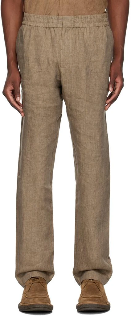 Sunspel Brown Linen Drawstring Trousers 1