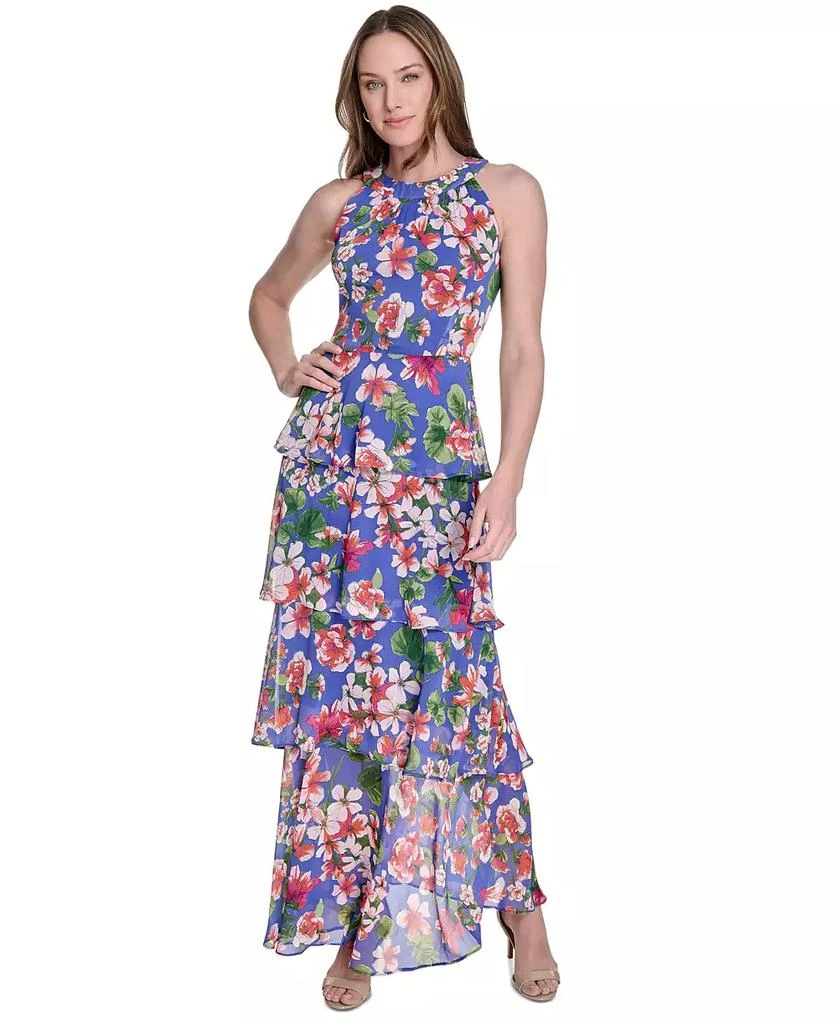 Tommy Hilfiger Women's Floral-Print Tiered Halterneck Maxi Dress 1