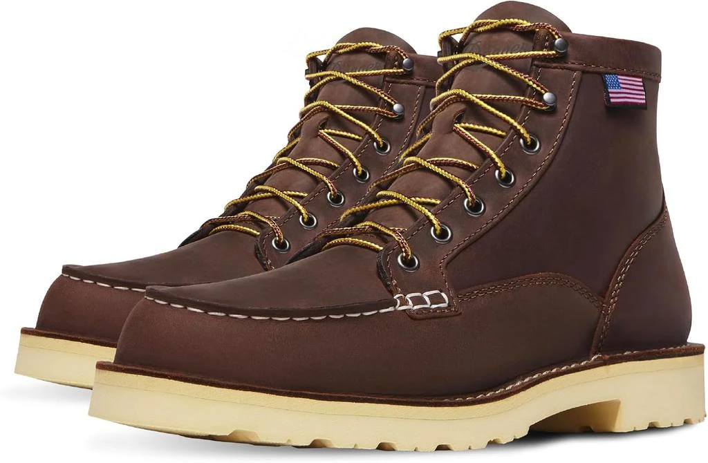 Danner Danner 6” Bull Run Moc Toe Work Boots for Men - Oiled Full-Grain Leather Upper with Non Slip Wedge Outsole and 3-Density Cushion Footbed, EH Resistant