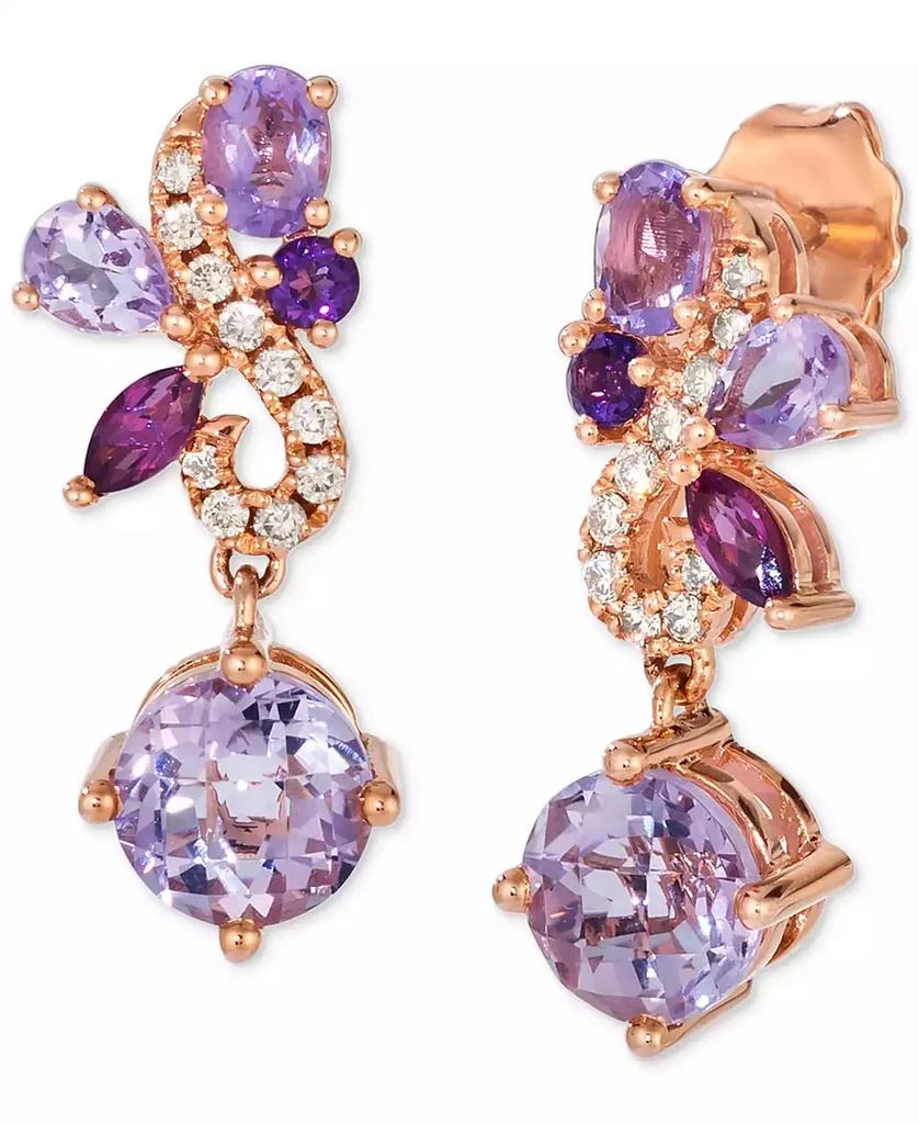 Le Vian Multi-Gemstone (2-3/8 ct. t.w.) 
Nude Diamond (1/8 ct. t.w.) Swirl Drop Earrings in 14k Rose Gold